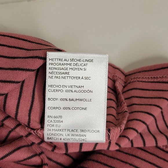 Urban Outfitters Long Sleeve Crop Top, Size M, Mauve Pink and Black Stripe, NWT - Picture 8 of 10